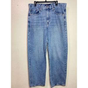 Gap Denim Mens Baggy Jeans Light Wash 36x32 Blue High Rise Wide Leg 100% Cotton